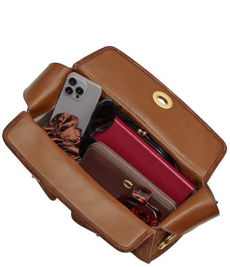 COACH The Coach Originals Turnlock Haversack Suede Shoulder Bag