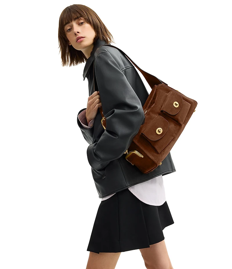 COACH The Coach Originals Turnlock Haversack Suede Shoulder Bag