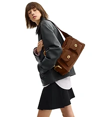 COACH The Coach Originals Turnlock Haversack Suede Shoulder Bag