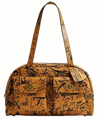 COACH Twin Turn lock Bag With Graffiti Print Satchel Bag