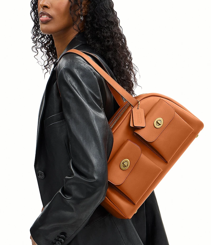 COACH Twin Turn Lock Cargo Pockets Satchel Bag