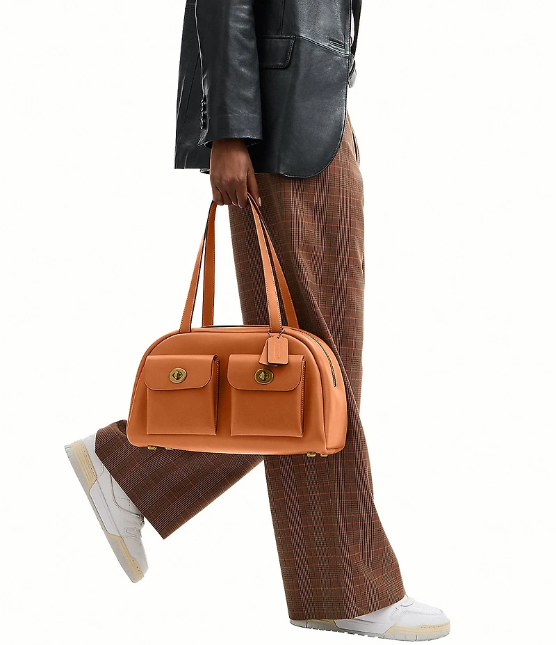 COACH Twin Turn Lock Cargo Pockets Satchel Bag