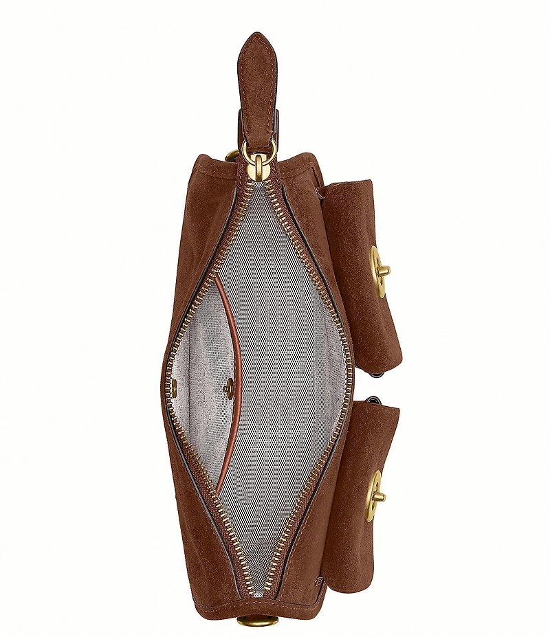 COACH Twin Turnlock Suede Waverly Shoulder Bag