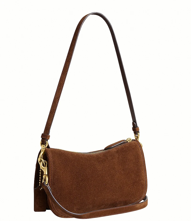 COACH Twin Turnlock Suede Waverly Shoulder Bag