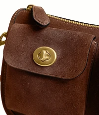 COACH Twin Turnlock Suede Waverly Shoulder Bag