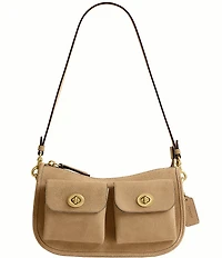 COACH Twin Turnlock Suede Waverly Shoulder Bag