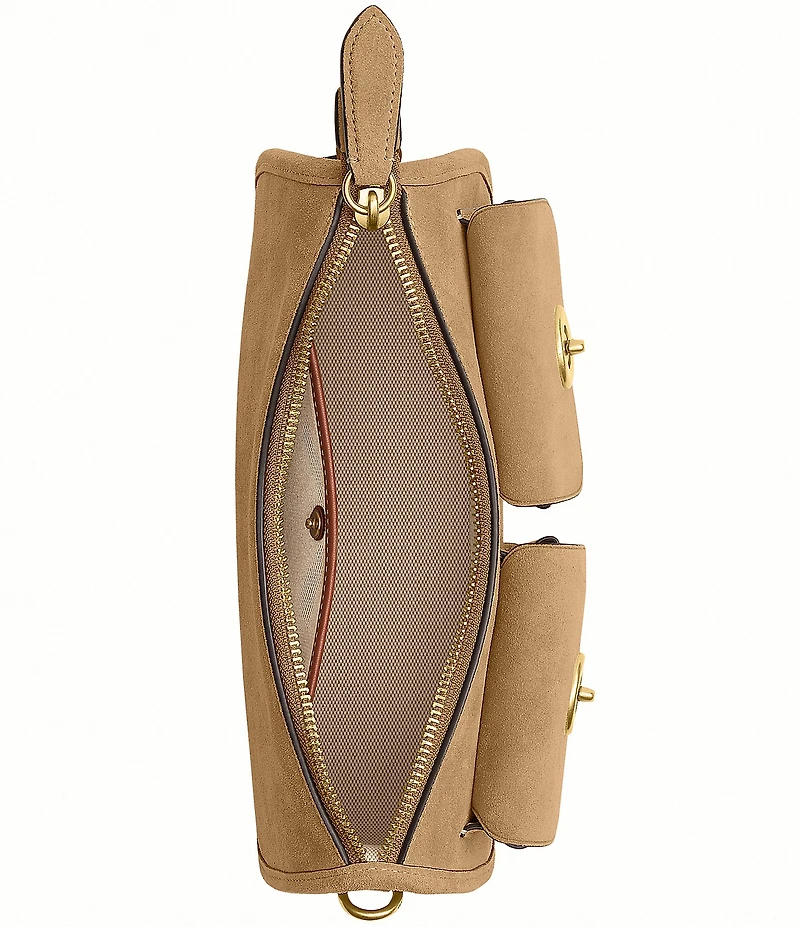 COACH Twin Turnlock Suede Waverly Shoulder Bag