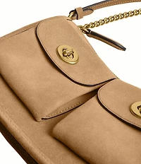 COACH Twin Turnlock Suede Waverly Shoulder Bag