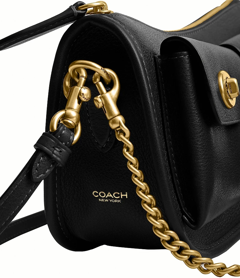 COACH Twin Turnlock Waverly Leather Shoulder Bag