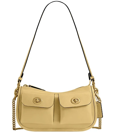 COACH Twin Turnlock Waverly Leather Shoulder Bag
