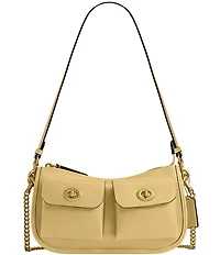 COACH Twin Turnlock Waverly Leather Shoulder Bag