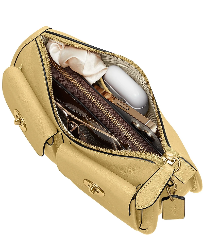 COACH Twin Turnlock Waverly Leather Shoulder Bag