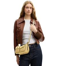 COACH Twin Turnlock Waverly Leather Shoulder Bag