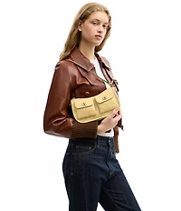 COACH Twin Turnlock Waverly Leather Shoulder Bag