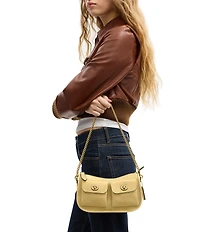 COACH Twin Turnlock Waverly Leather Shoulder Bag