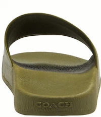 COACH Women's Udele Logo Print Canvas Pool Slide Sandals