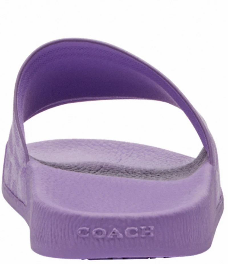COACH Women's Udele Logo Print Canvas Pool Slide Sandals