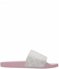 COACH Women's Udele Logo Print Canvas Pool Slide Sandals