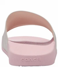 COACH Women's Udele Logo Print Canvas Pool Slide Sandals