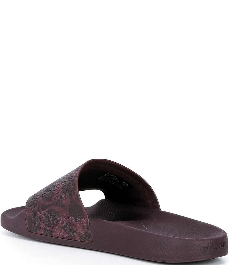COACH Women's Udele Logo Print Canvas Pool Slide Sandals