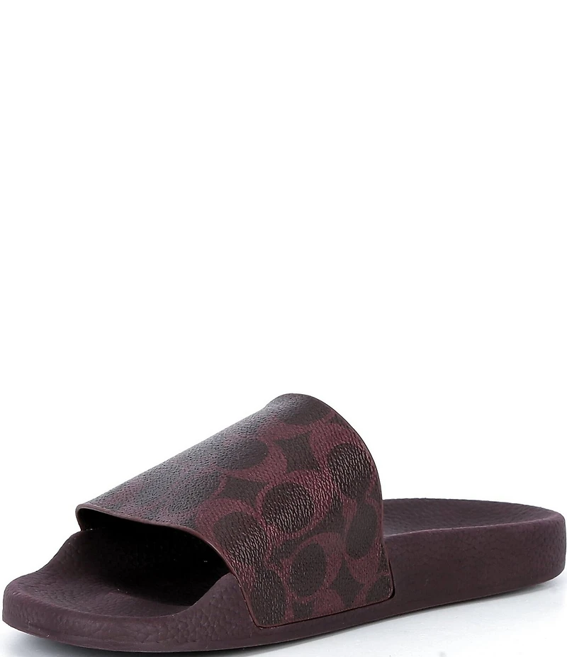 COACH Women's Udele Logo Print Canvas Pool Slide Sandals