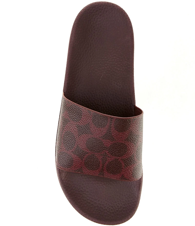COACH Women's Udele Logo Print Canvas Pool Slide Sandals