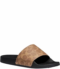 COACH Women's Udele Logo Print Canvas Pool Slide Sandals