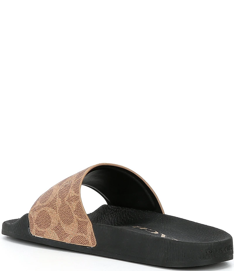 COACH Women's Udele Logo Print Canvas Pool Slide Sandals