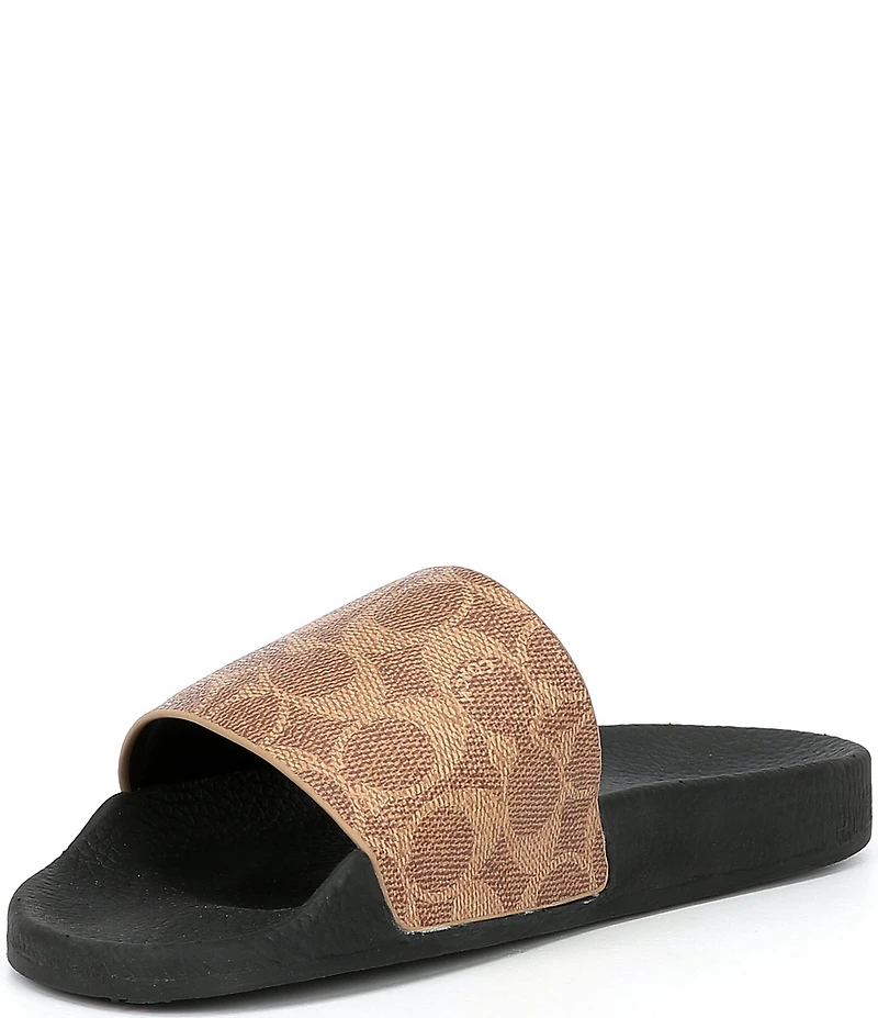 COACH Women's Udele Logo Print Canvas Pool Slide Sandals