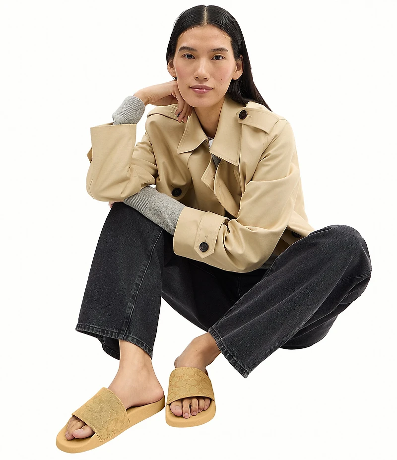COACH Udele Signature Jacquard Canvas Sport Slides