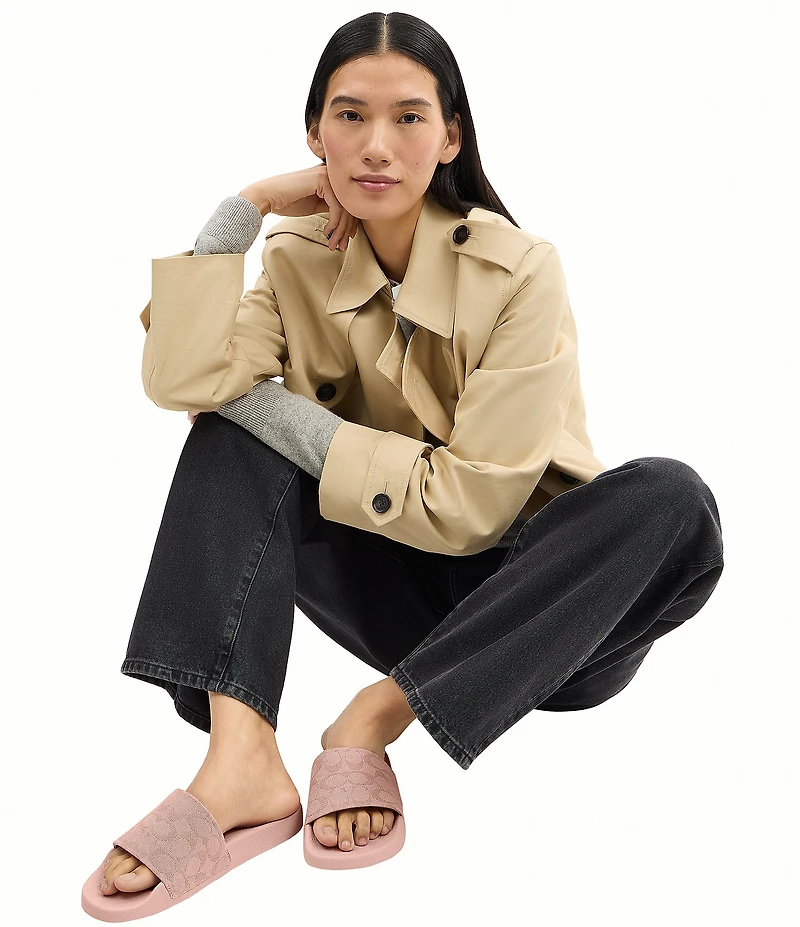 COACH Udele Signature Jacquard Canvas Sport Slides