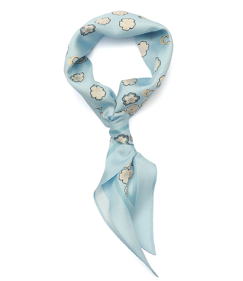 COACH Waterfall Tea Rose Printed Silk Diamond Scarf