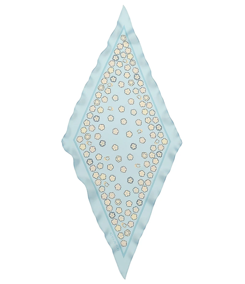 COACH Waterfall Tea Rose Printed Silk Diamond Scarf