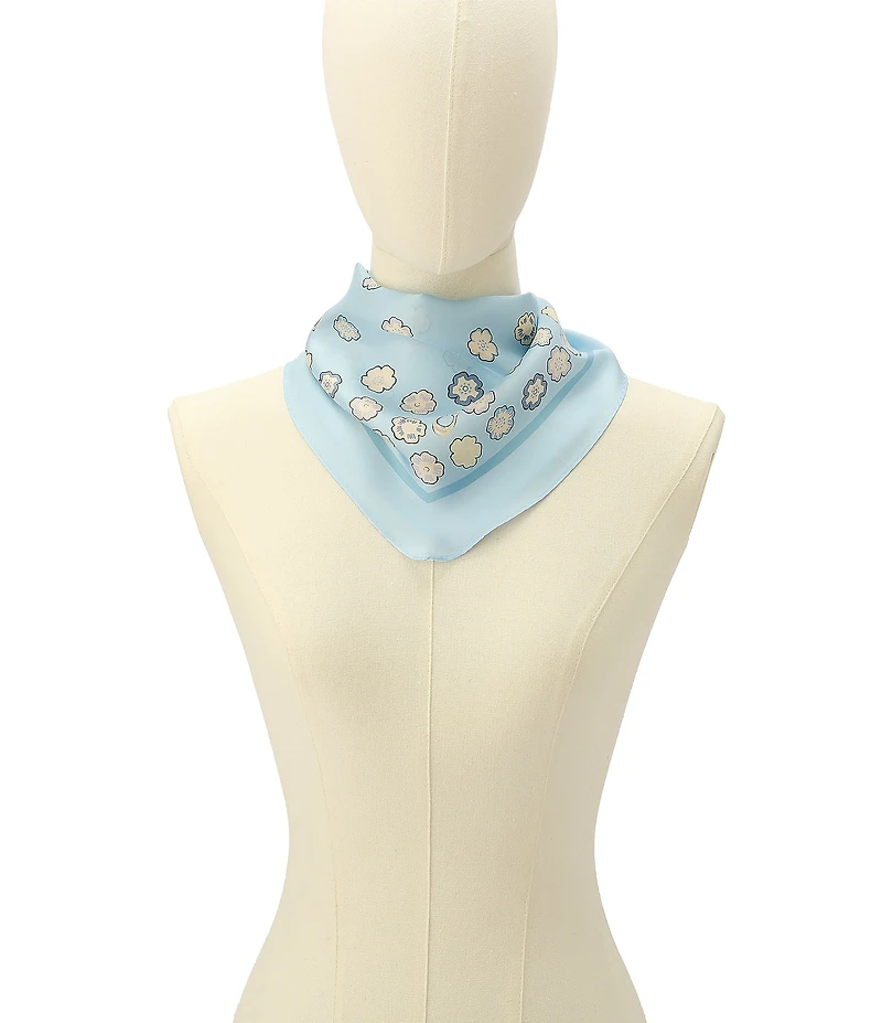 COACH Waterfall Tea Rose Printed Silk Diamond Scarf