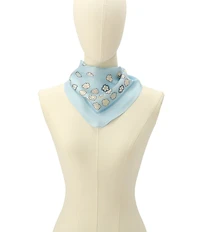 COACH Waterfall Tea Rose Printed Silk Diamond Scarf