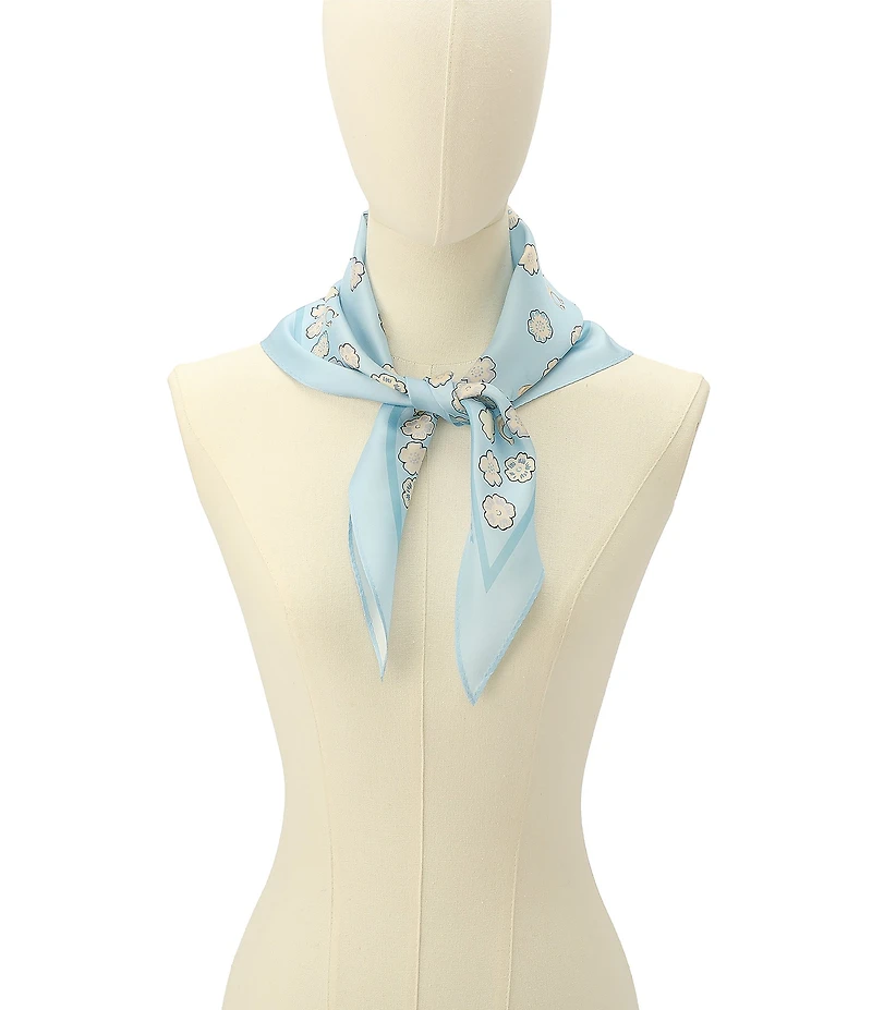 COACH Waterfall Tea Rose Printed Silk Diamond Scarf