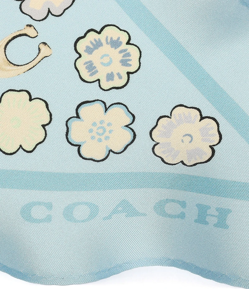 COACH Waterfall Tea Rose Printed Silk Diamond Scarf