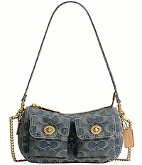 COACH Waverly Loved Denim Twin Turnlock Shoulder Bag