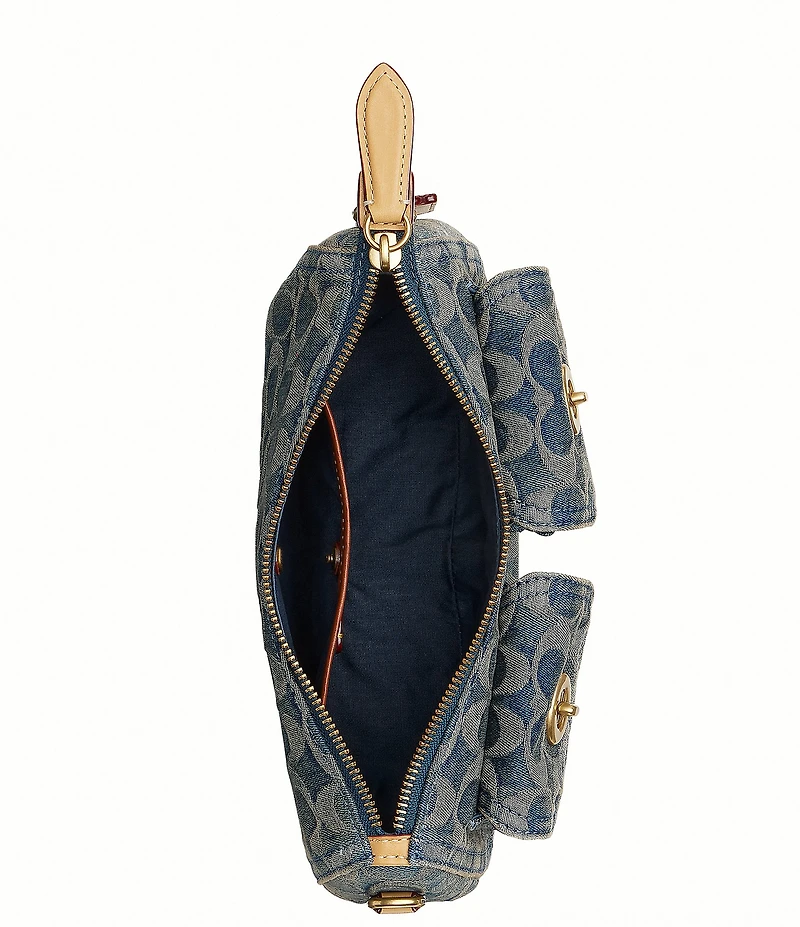 COACH Waverly Loved Denim Twin Turnlock Shoulder Bag