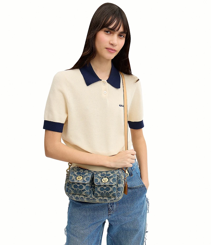 COACH Waverly Loved Denim Twin Turnlock Shoulder Bag
