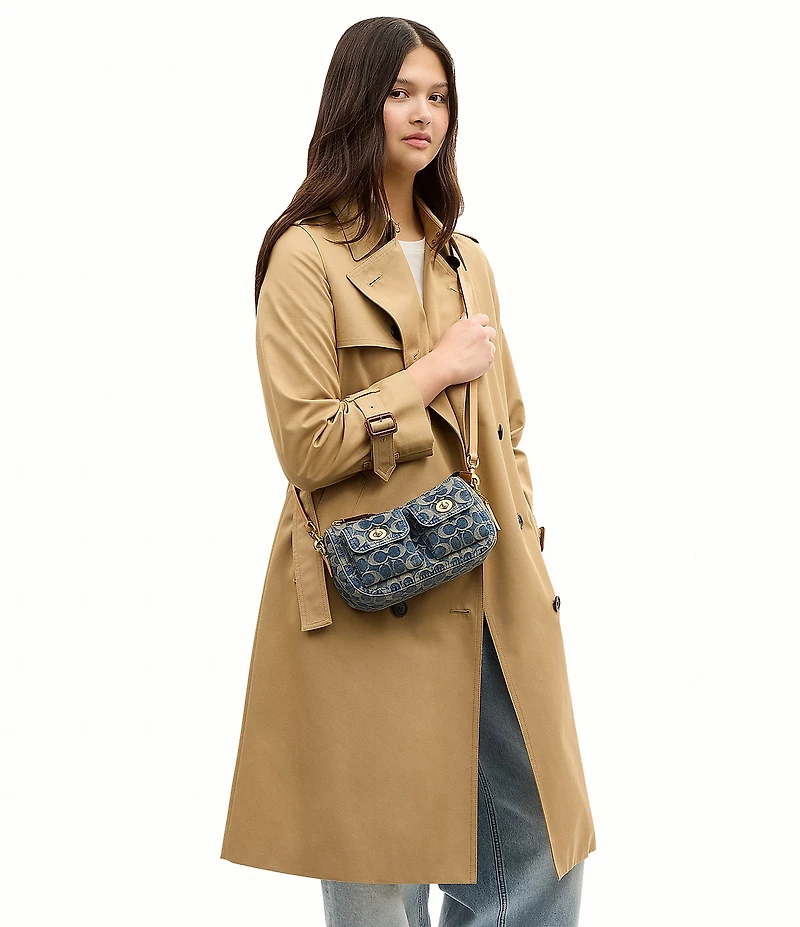 COACH Waverly Loved Denim Twin Turnlock Shoulder Bag