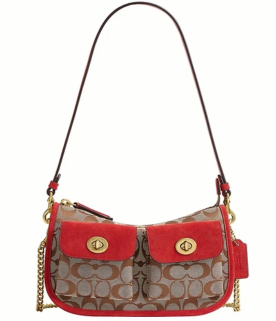COACH Waverly Signature Jacquard Twin Turn Lock Shoulder Bag