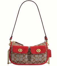 COACH Waverly Signature Jacquard Twin Turn Lock Shoulder Bag