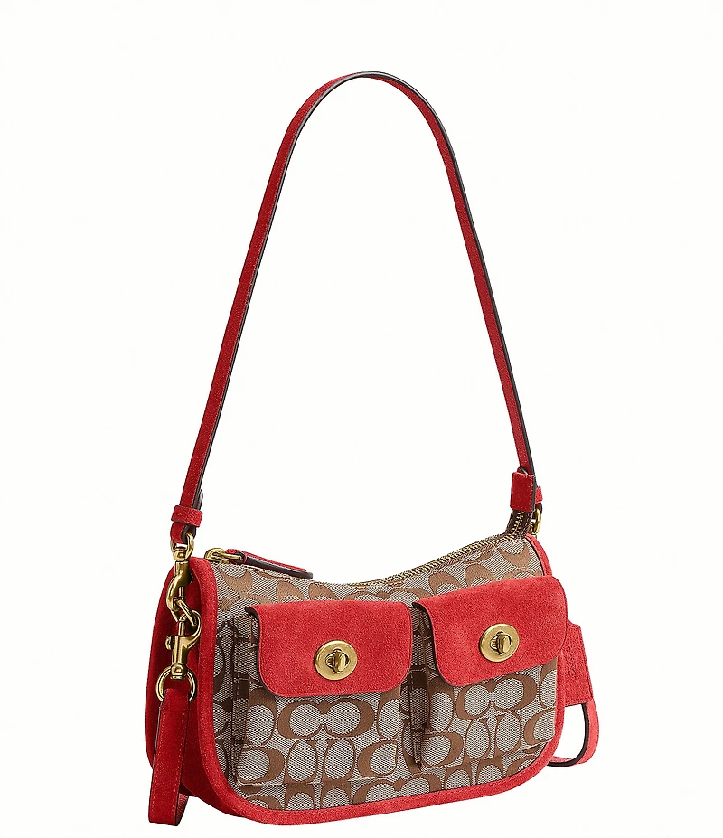 COACH Waverly Signature Jacquard Twin Turn Lock Shoulder Bag