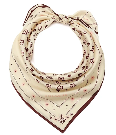 COACH Western Floral Print Square Scarf