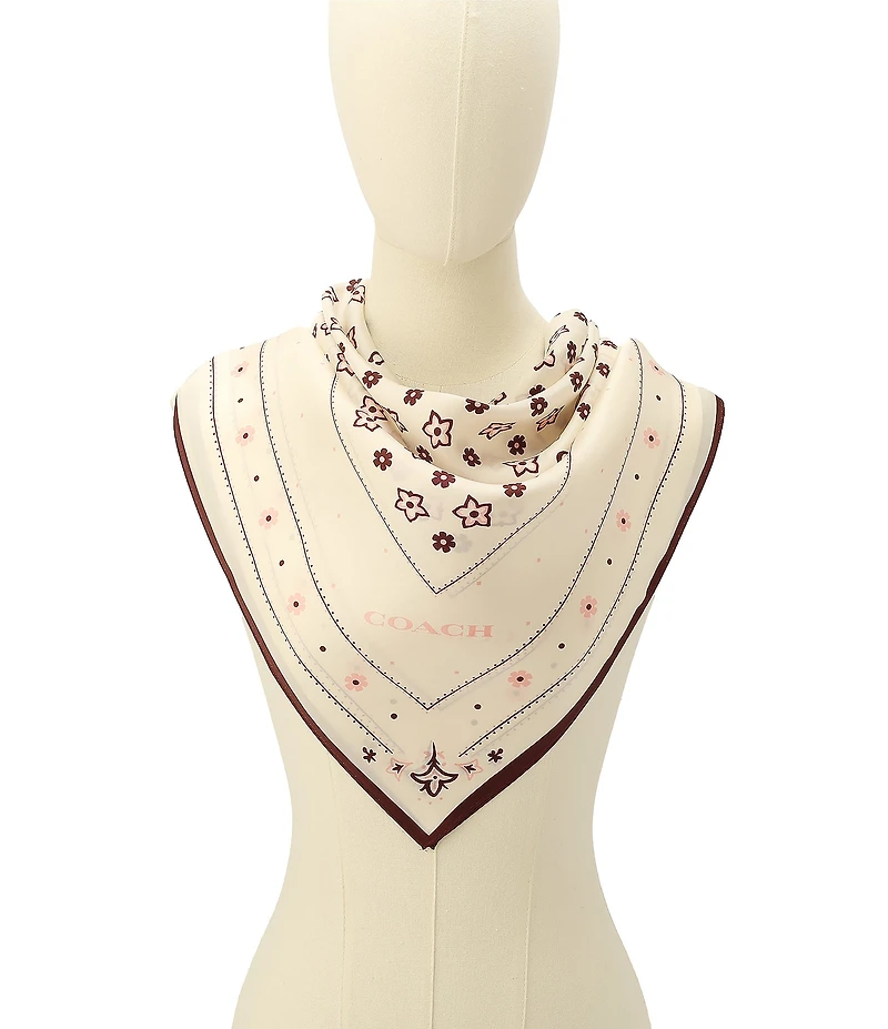 COACH Western Floral Print Square Scarf