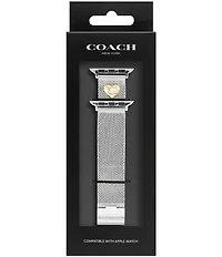 COACH Women's 38/40/41 Stainless Steel Heart Mesh Bracelet Strap for Apple Watch