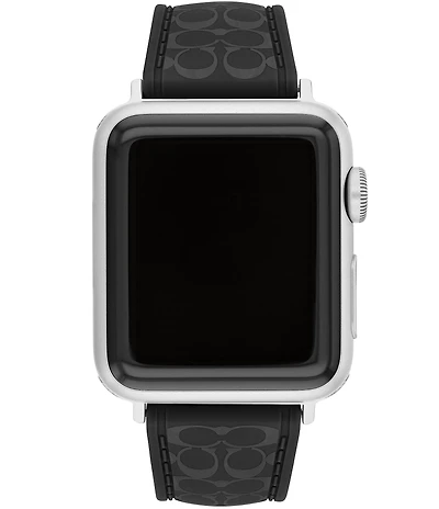 COACH Women's 38/40/41mm Black Silicone Signature Logo Strap for Apple Watch