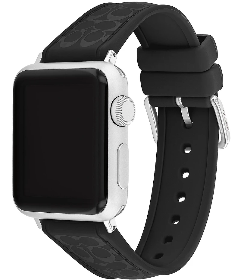 COACH Women's 38/40/41mm Black Silicone Signature Logo Strap for Apple Watch