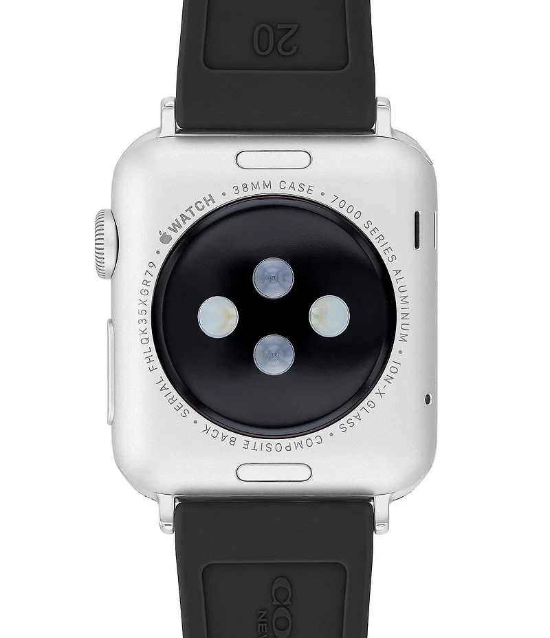 COACH Women's 38/40/41mm Black Silicone Signature Logo Strap for Apple Watch
